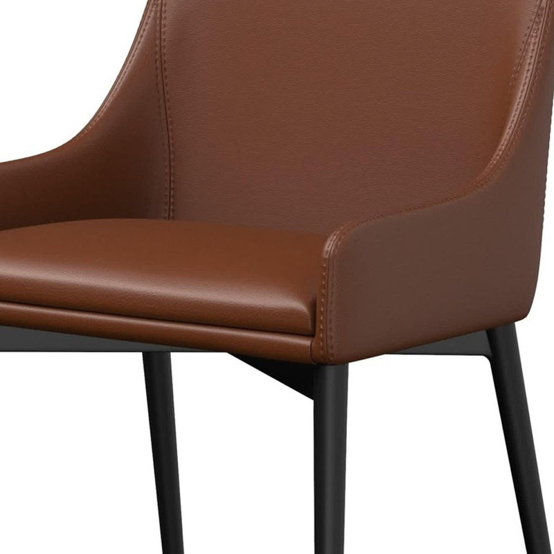 Ensemble de deux chaises d'appoint de salle à manger en similicuir châtaignier et noir, Châtaigne
