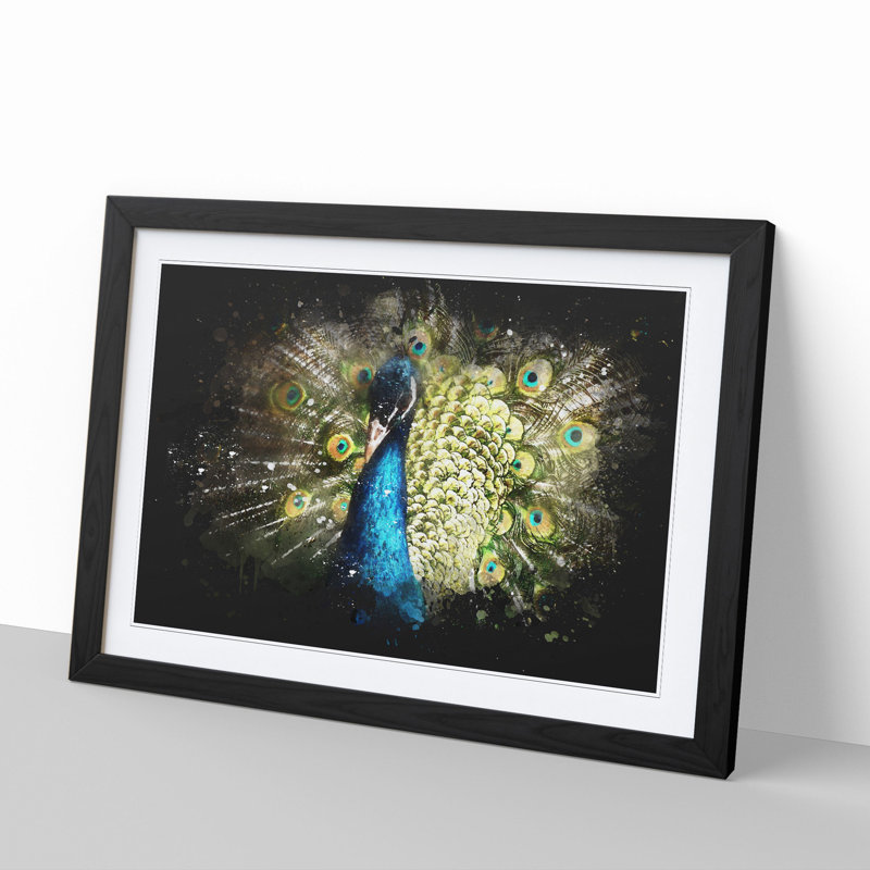 Peacock Vol.2 - Picture Frame Graphic Art, 36cm H x 48cm W x 2cm D, Black Framed