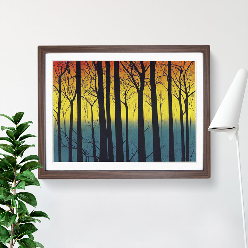 Art Deco Spring Forest Vol.2 - Single Picture Frame Print, 25cm H x 34cm W, Brown
