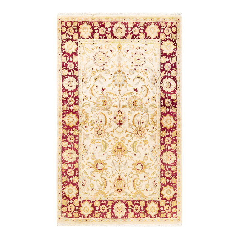 Tapis unique en laine noué à la main 4 pi 6 po x 7 pi 4 po nouvel âge Hayner