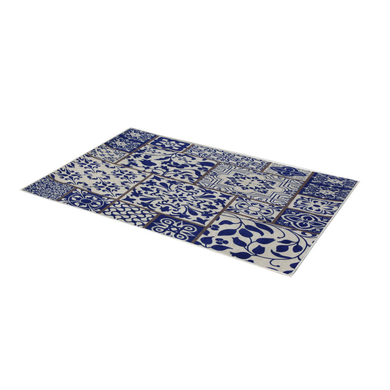 Tapis de couloir souple 2,6 x 4,9 pi | 100% polyester, hauteur de poils de 0,04 po | Antibactérien, antidérapant sous la surface | Tissé avec impression numérique 3D | Lavable à la machine | Durable et élégant pour les vestibules et les salons