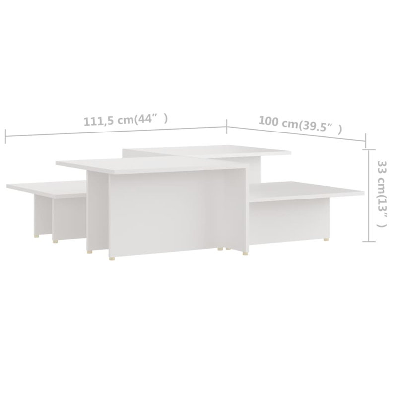Coffee Table End Table Sofa Table Living Room Furniture Engineered Wood, White, White