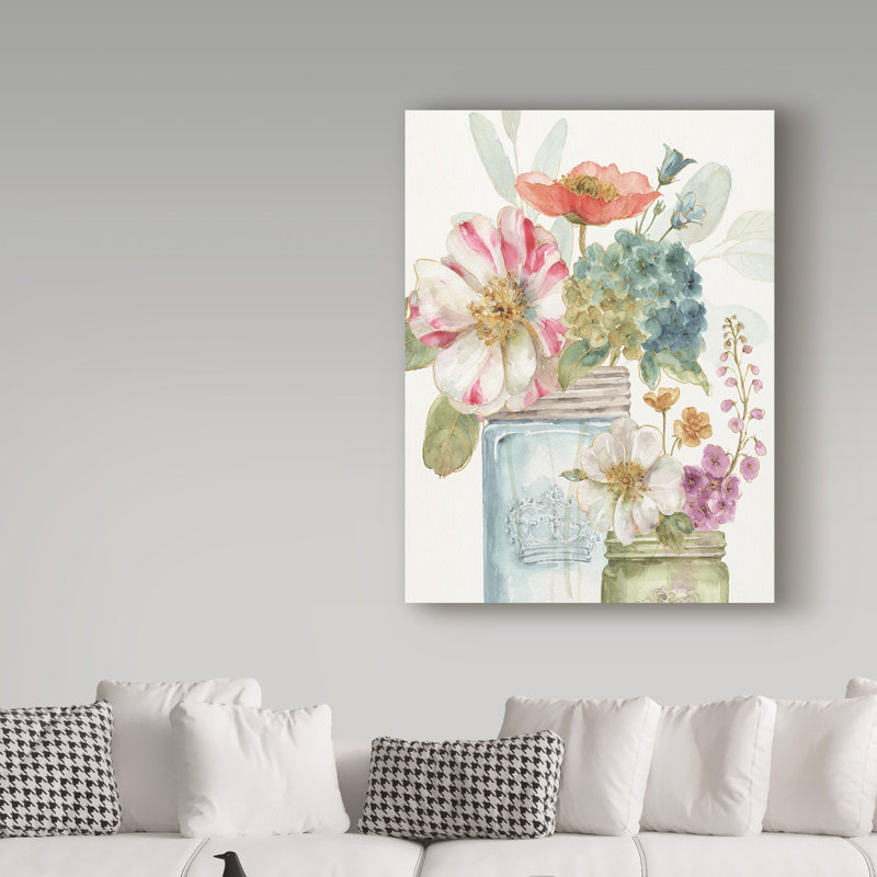 «Rainbow Seeds Flowers IX» par Lisa Audit - impression sur toile tendue, H 47 po x l 35 po x P 2 po