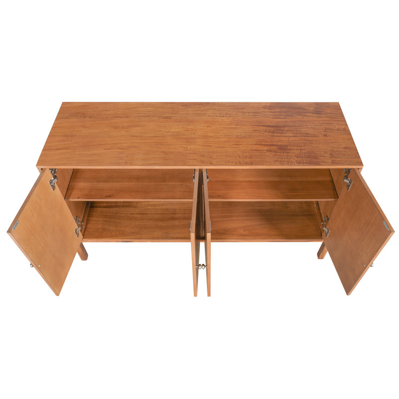 Elias 56.8'' Wide Mid-Century Modern 4-Door Sideboard Buffet Cabinet, Brown