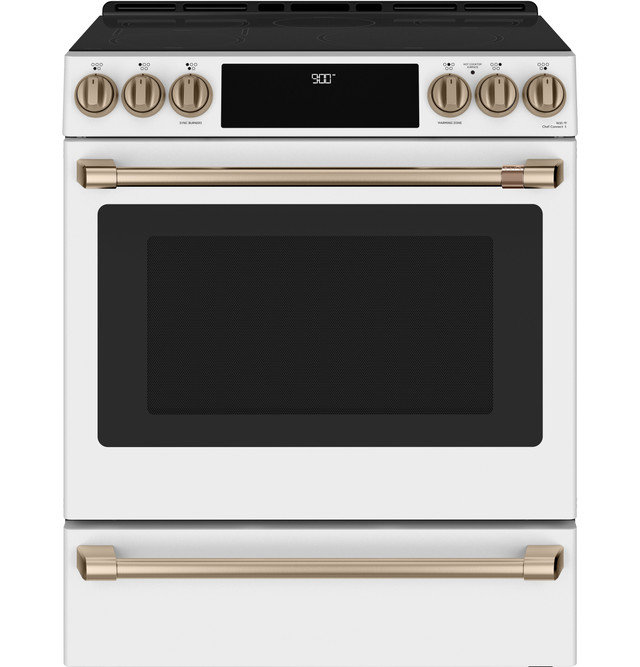 Café 30" 5.7 cu. ft. Slide-in Electric Range with Induction Cooktop, Matte White