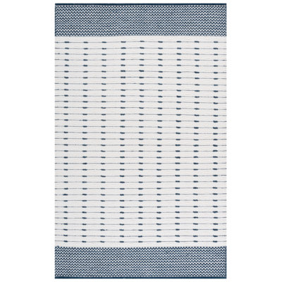 Tapis bleu marine / ivoire en laine / coton tissé à la main 9625 Martha Stewart