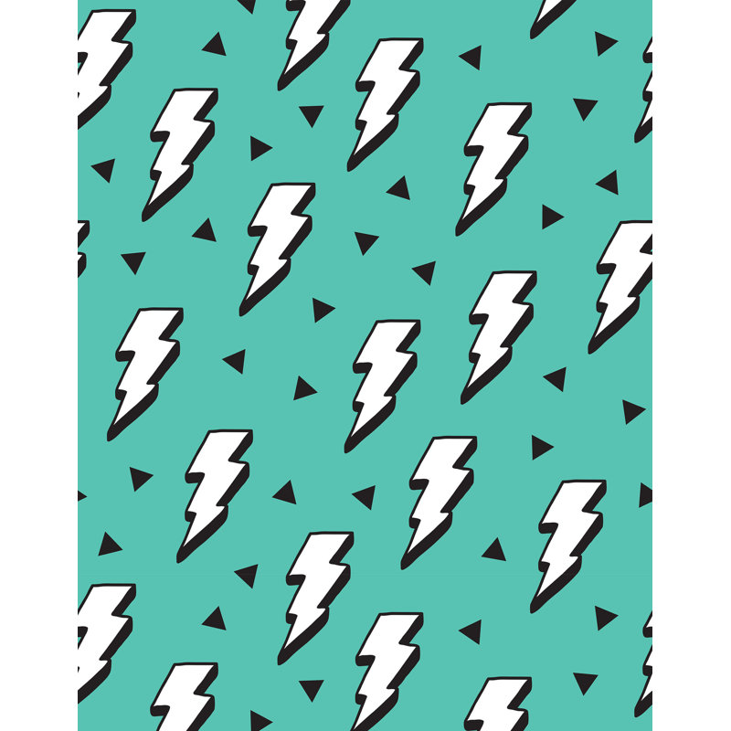 7m x 75cm Matte Childrens Lightning Bolt Wallpaper Roll, Teal