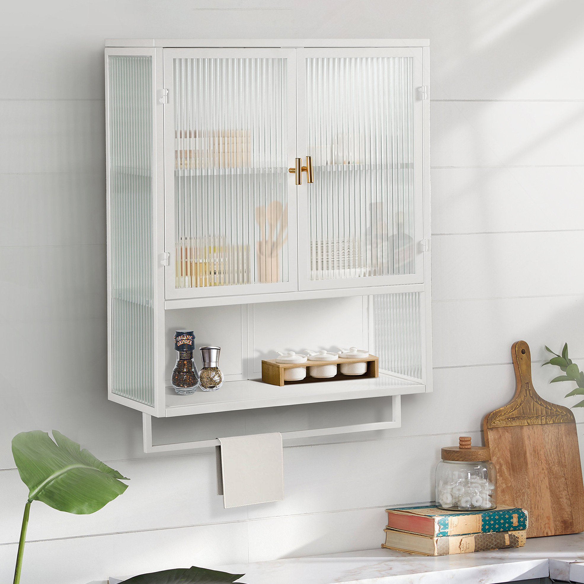 Latitude Run® Bathroom Storage cabinet, Glass Wall cabinet, bathroom ...