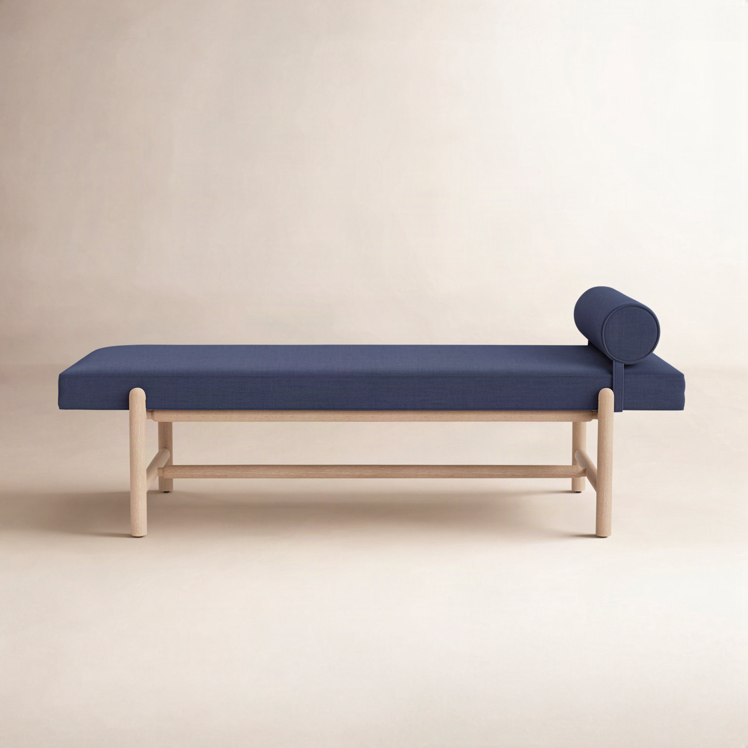 Cellire 29" Linen Entryway Bench, Navy, Natural