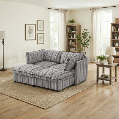 Canapé modulaire sans accoudoirs, 4 sièges (comprend 2 ensembles de 2 chaises / 4 sièges individuels), canapé convertible avec rangement, dossier amovible, fonction repose-pieds