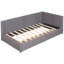 Lit tapissier gris en lin avec 2 tiroirs de rangement-1008975469