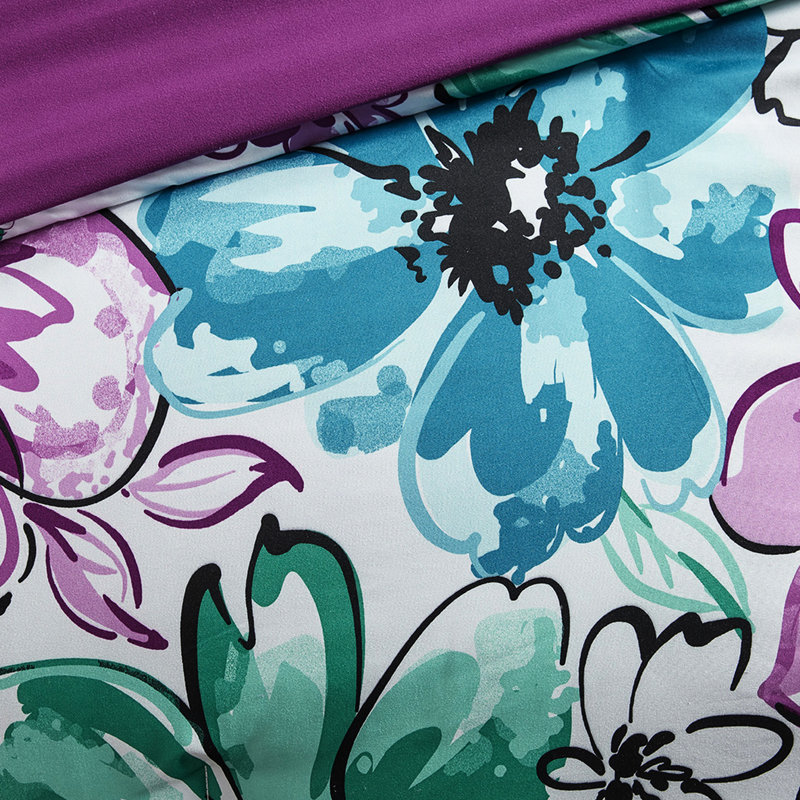Édredon simple / simple TG avec motif floral bleu, douceur pour TG, avec délicatesse et