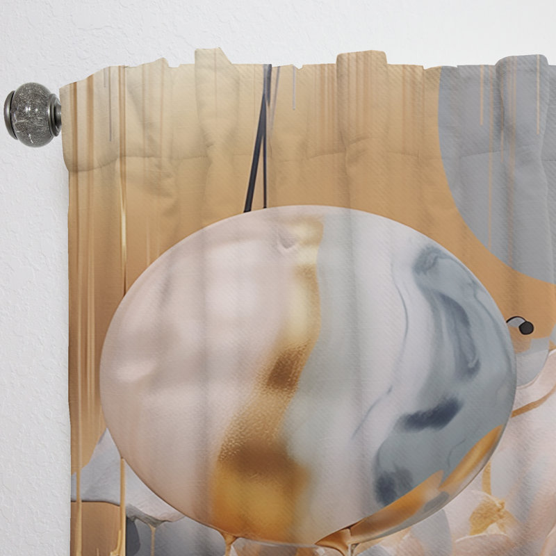Haranu Gold And Grey Mystic Mulanje - Modern Velvet Curtain - Room Darkening - 1 panel, 52" W x 84" L