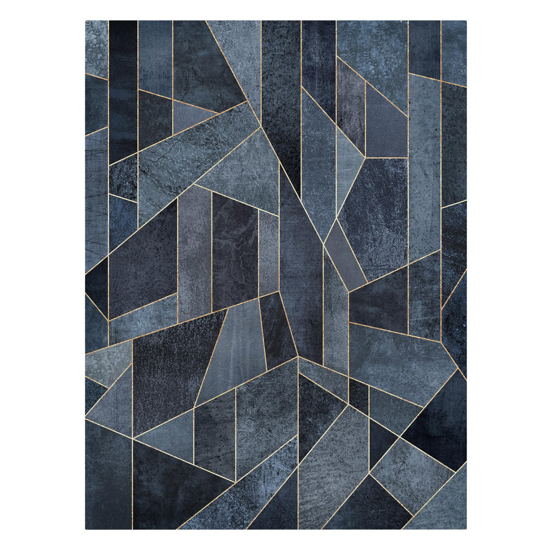 Leinwandbild Blaue Geometrie Aquarell