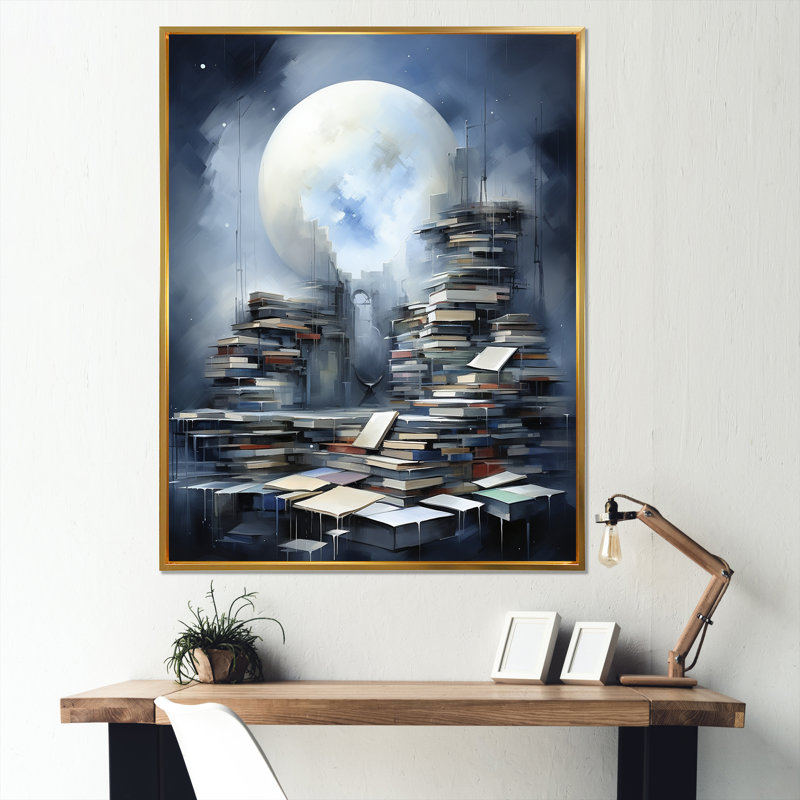 Ancienne bibliothèque de lecture mystère I - livres, art mural, Cadre flottant doré, null