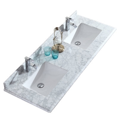 Forever 60 Marble Material 2 Double Bathroom Vanity Top Yes Sink