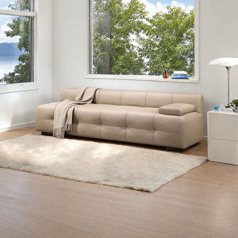 Élégante chaise longue élégante en similicuir, Orienté à droite, Kaki