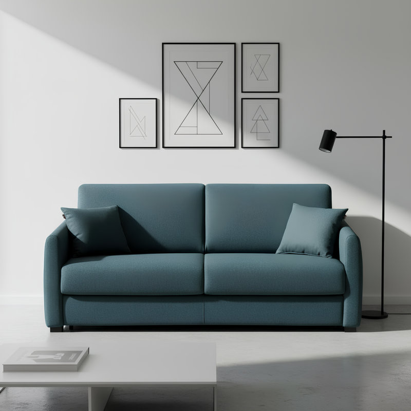 Mirabelle Italian 80" Modern Stain and Abrasion Resistant Performance Fabric Round Arm Queen Size Sleeper Sofa Bed
