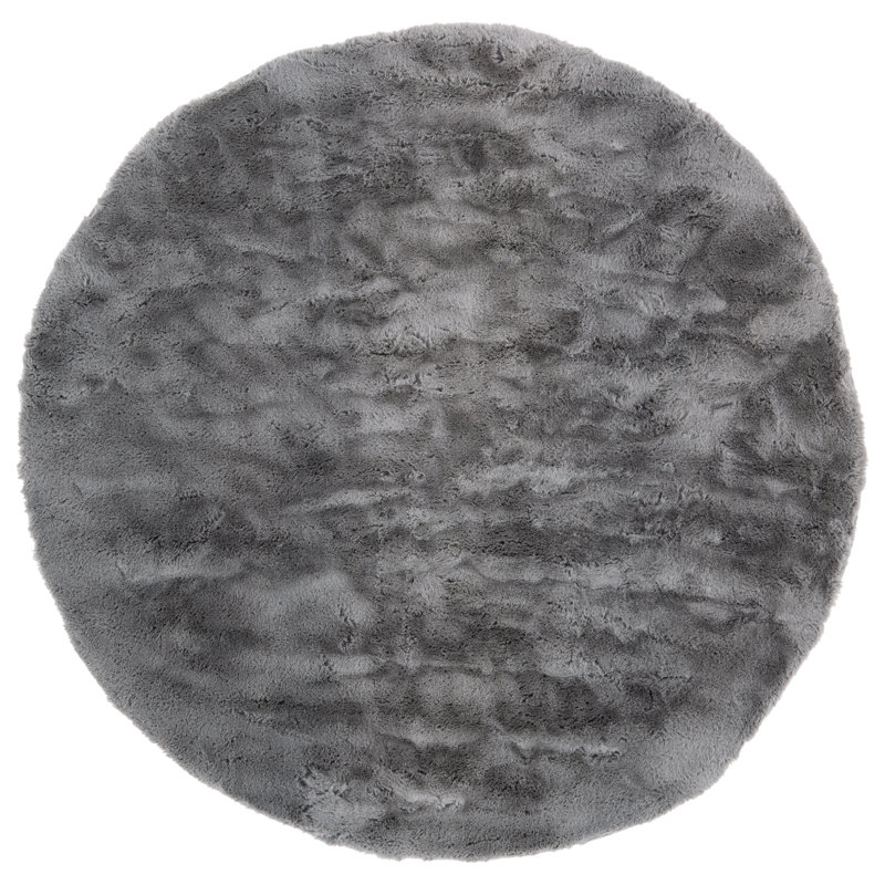 Faux Sheep Skin Performance Solid Color Rug, Round 4'
