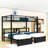 Full XL Over Twin And Twin L-Shaped Metal Bunk Bed With Built-In USB Outlets And Drawers