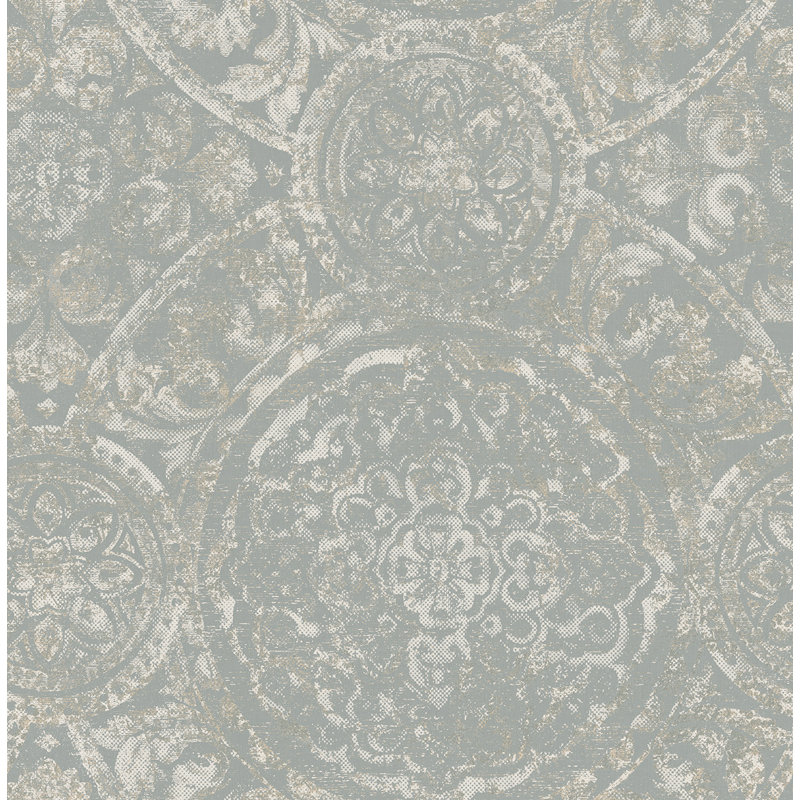 Rouleau de papier peint L 33 pi x l 20,5 po Zurcher, L 33 po x l 20,5 po, Gris / Blanc cassé