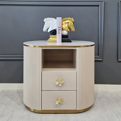 60 cm W Stainless Steel Bedside Table