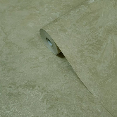 Brass Metallic Faux Silk Fabric Plaster Textured Plain Contemporary Wallpaper