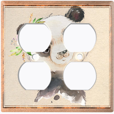 Cute Animal Baby Panda Flower Beige Animals 2 - Gang Standard Wall Plate