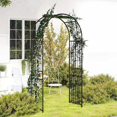 Tonnelle de jardin en métal noir H 86 po, arche classique pour plantes grimpantes d'extérieur, patio de jardin pour la cérémonie de mariage