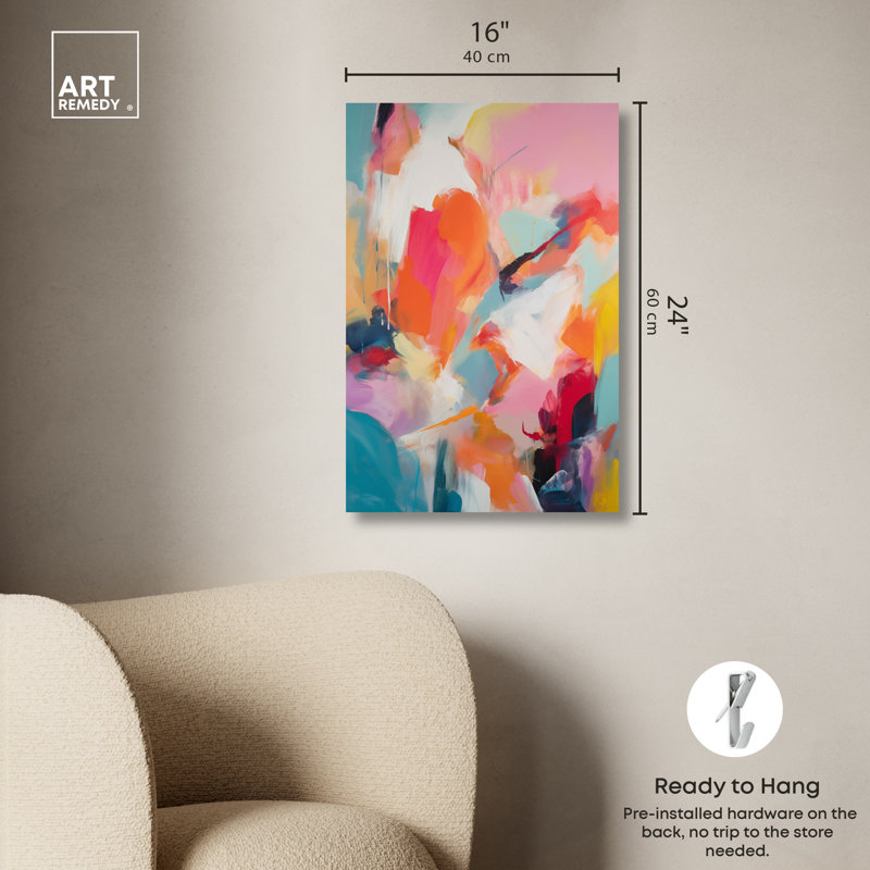 Sorbet Abstract II Retro Modern Multicolor Canvas Wall Art