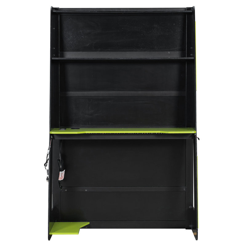 Lit mezzanine en bois avec bureau, Lit simple, Vert