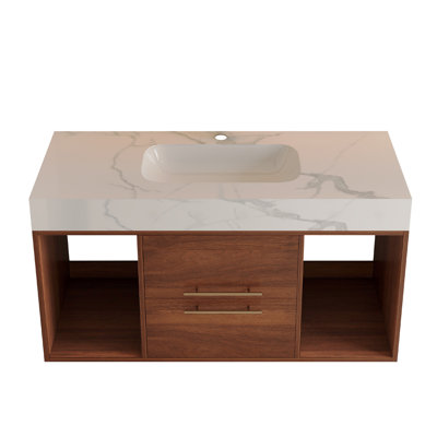 Ensemble de meuble-lavabo mural 39,4 po Mid-Century