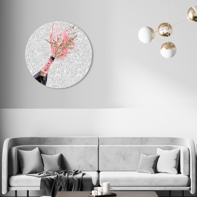 Sparkly Champagne Round Print, 30" H x 30" W