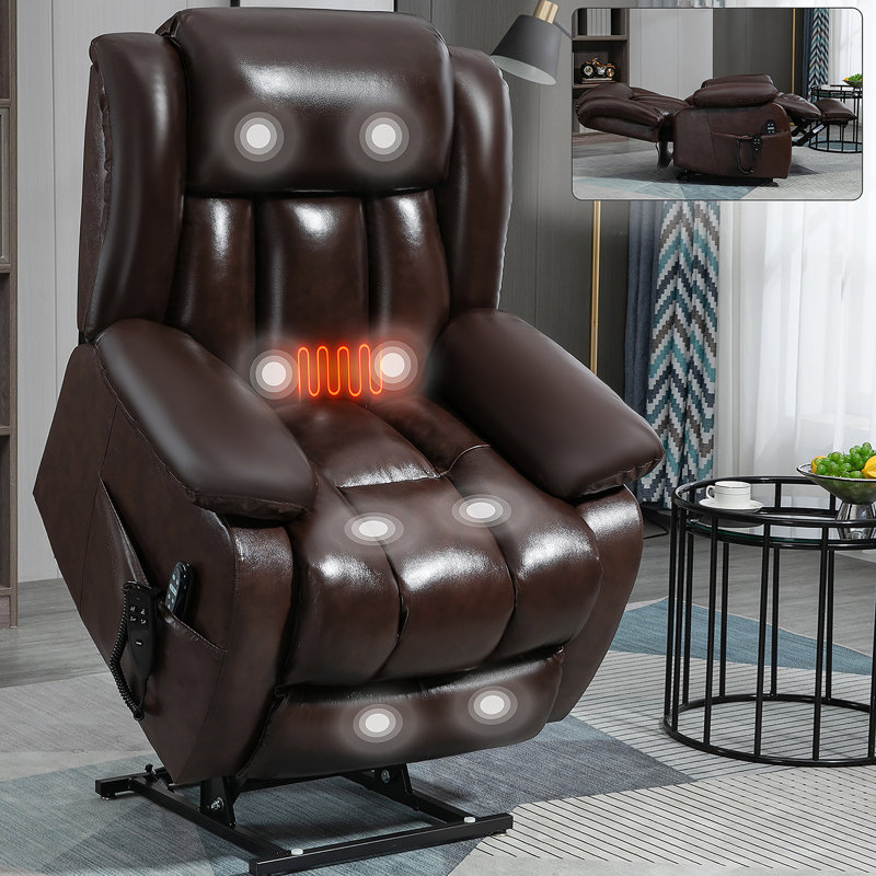 Dual Motor Infinite Position Up to 350 LBS Electric Medium size Genuine Leather, Brown