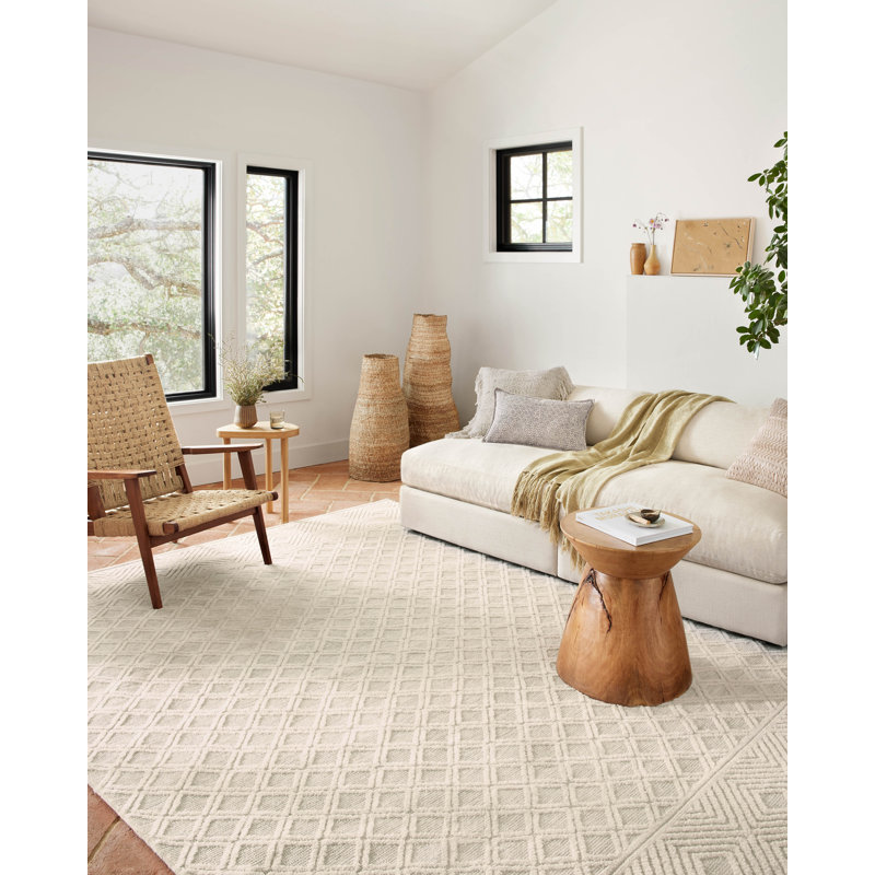 Tapis géométrique ivoire / naturel Neda, Carré 1 pi 6 po