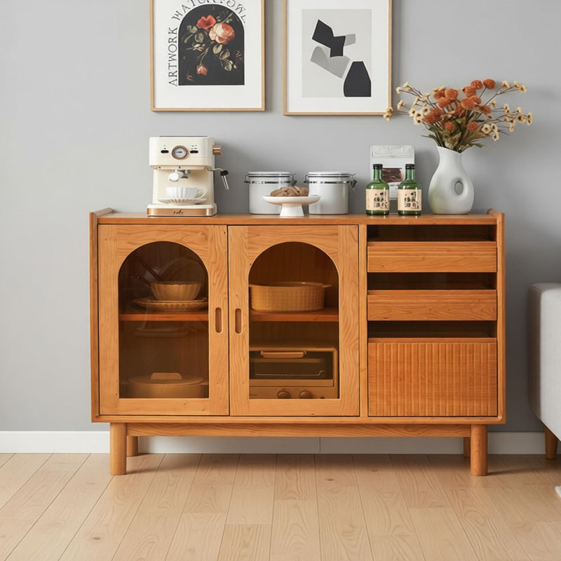 Buffet de rangement multifonctionnel en bois massif, H 35,43 po x l 55,11 po x P 15,74 po