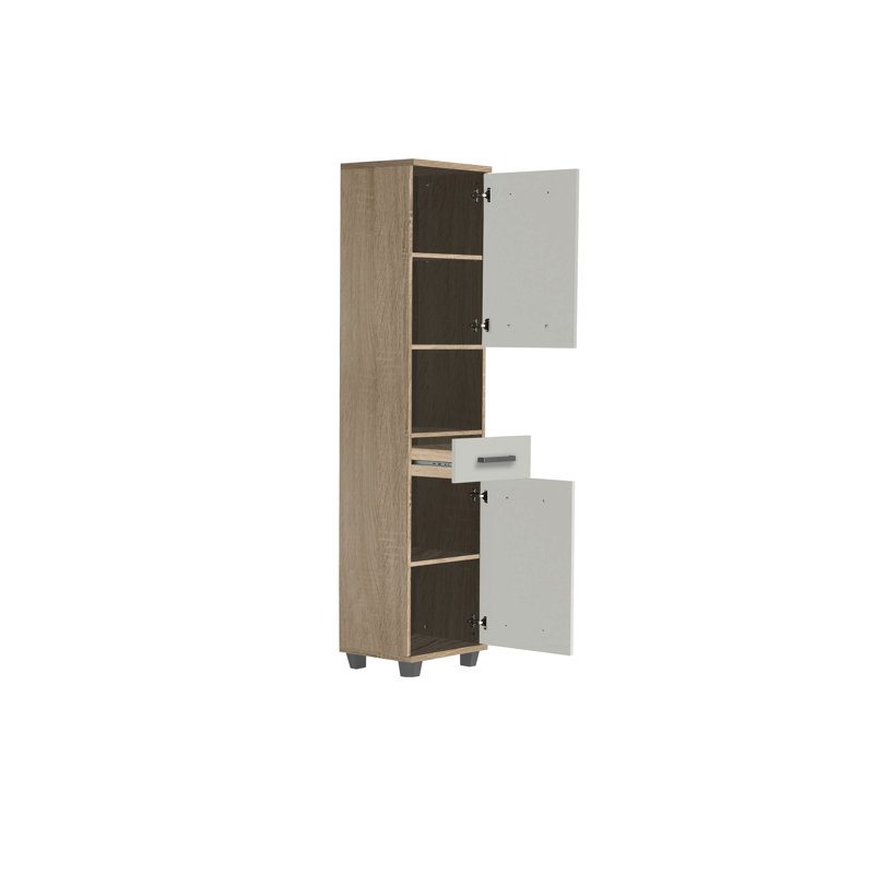 Aceituno Freestanding Linen Cabinet, Sonoma Oak/White Gloss