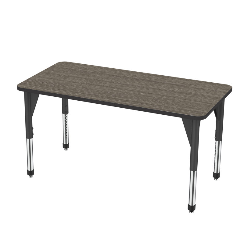 Table d'activité rectangulaire à hauteur réglable Premier Series, H 31 po x L 60 po x l 30 po, Noir, Chêne Promenade