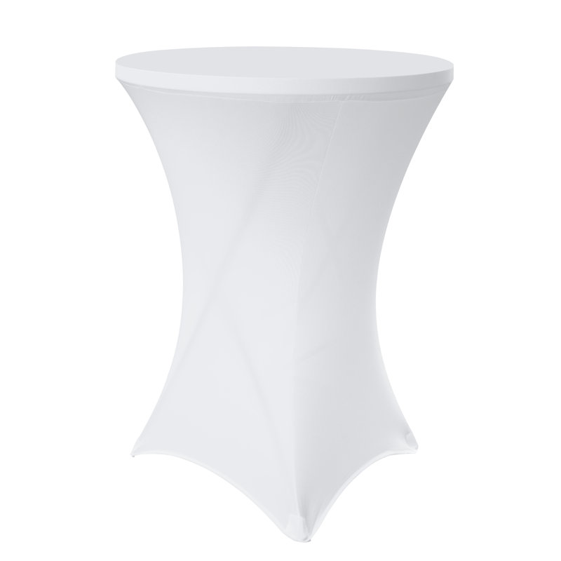 Table de cocktail pliante ronde de 32 pouces à hauteur de bar en plastique avec nappe, Blanc