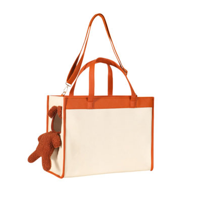 Bear-Accent Large Capacity Pet Carrier Tote with Detachable Shoulder Strap for Cats and Small Dogs