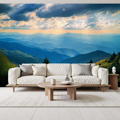 Peel and Stick Wallpaper Appalachian Mountains Blue Ridge Parkway Wall Murals 69"H x 96"W Removable PVC Wall Paper Self-Adhesive Wall Paintings Art Decor for Bedroom Living Room