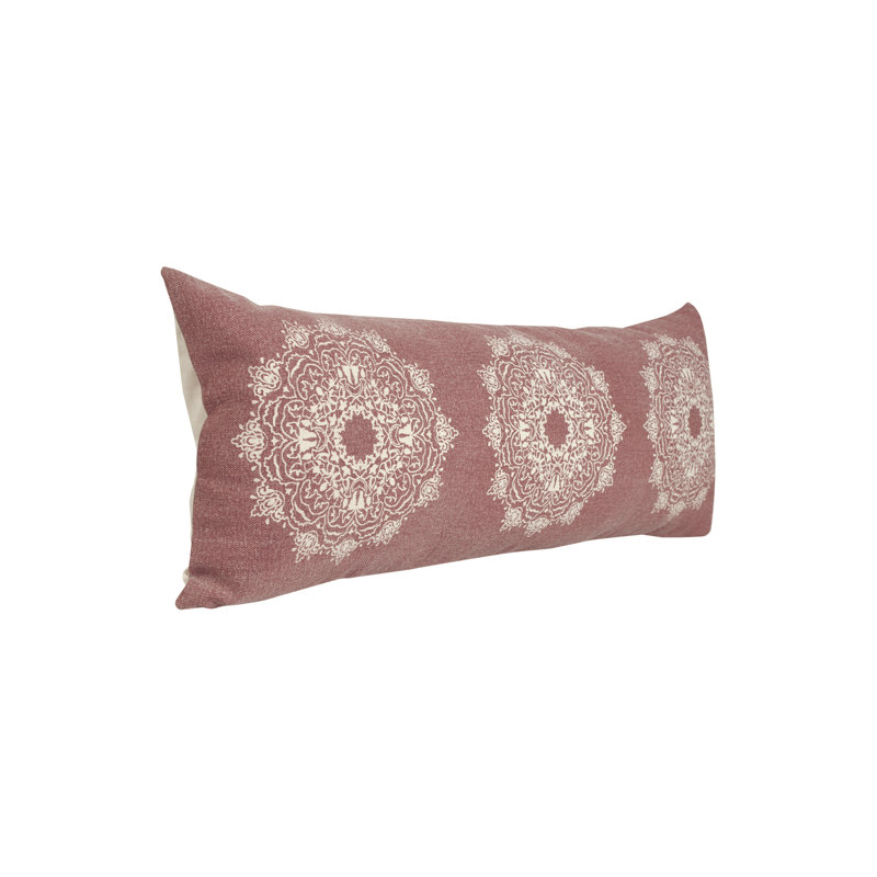 Red and White Organic Cotton Mandala Lumbar Pillow Cover