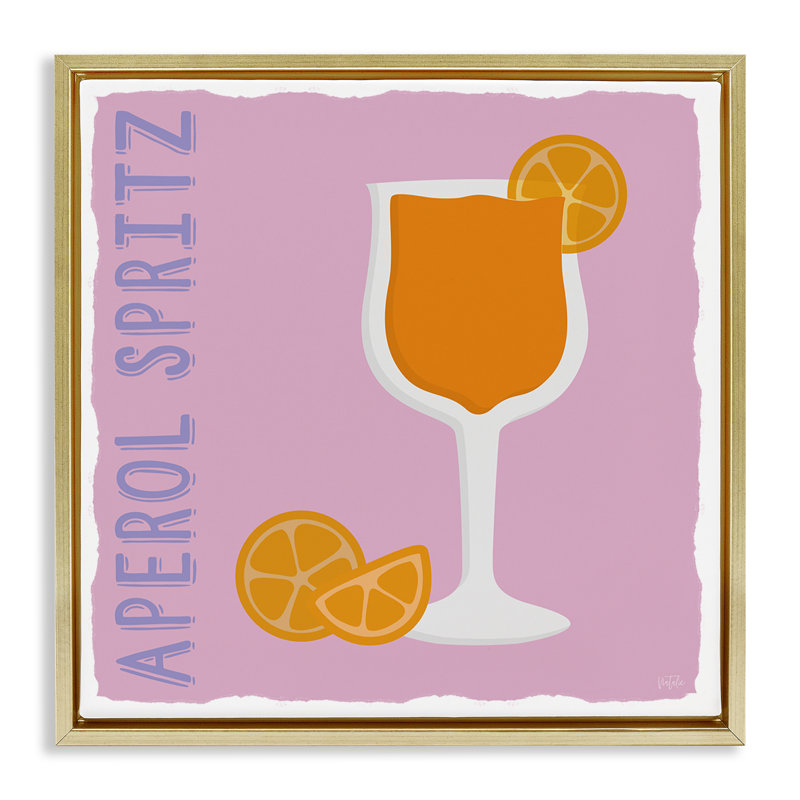 Art mural sur toile Aperol Spirz Cocktail Floater par Natalie Carpentieri, H 18 po x l 18 po, Cadre doré