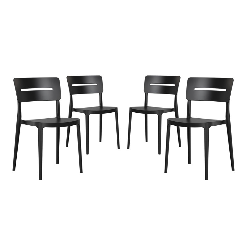 Delron All-Weather Outdoor Stacking Dining Side Chair , Black