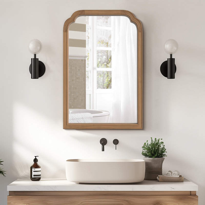 Miroir mural Ancalin, 30 po x 20 po, Miel profond