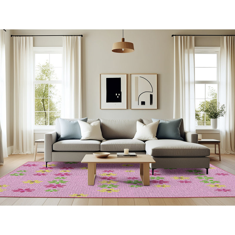 Dibble Floral Indoor Rug, Rectangle 6' x 9'