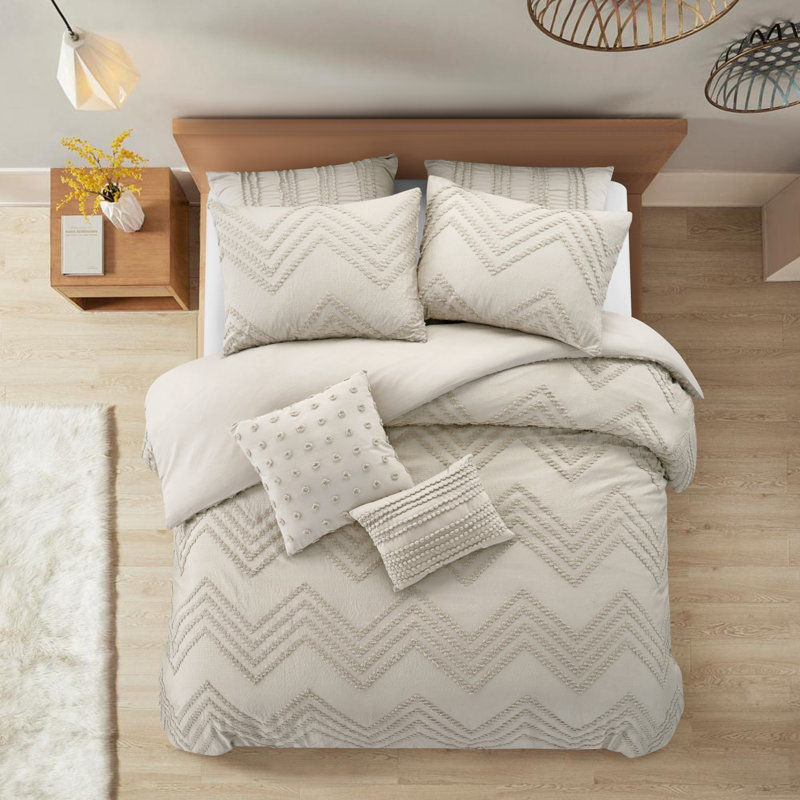 Ensemble de housse de couette lavable en polyester 180 fils beige