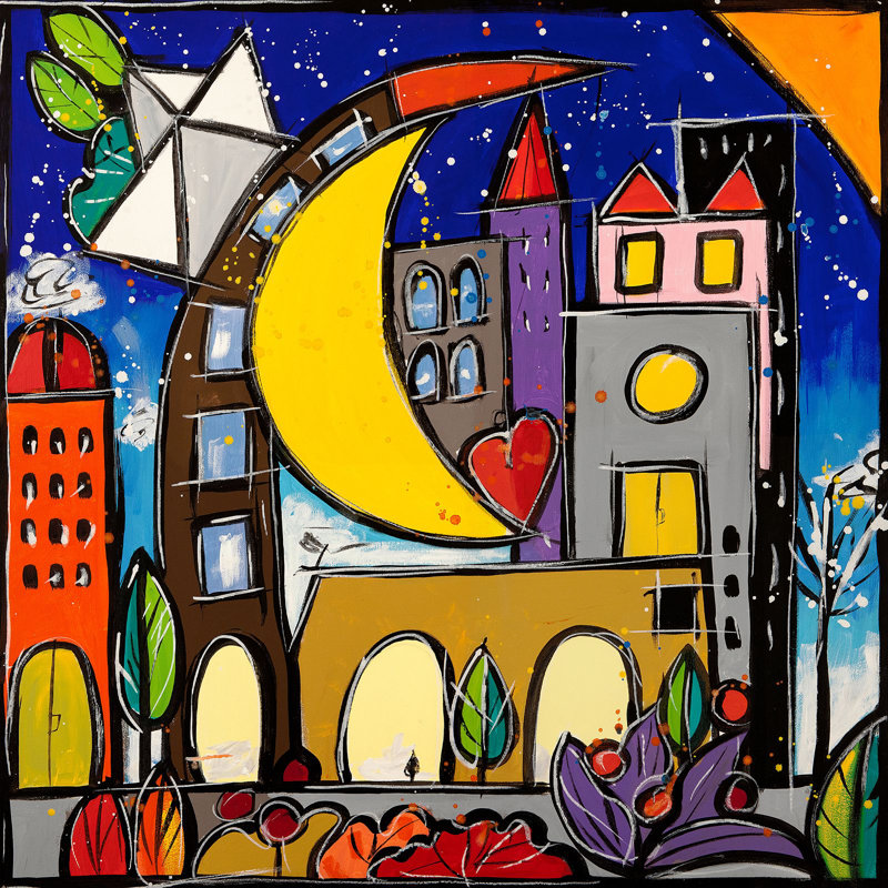 1WA6236 Colourful Art: Hug by Wallas - Wrapped Canvas Art Prints, 70cm H x 70cm W