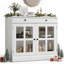 Armoire de cuisine de 35,4 pouces, buffet à 2 portes en verre avec grand tiroir de rangement, armoire à café moderne avec tablette réglable pour la salle à manger, la cuisine et le vestibule-752257855