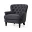 Fauteuil club classique avec siège en tissu gris, structure stable avec pieds en bouleau